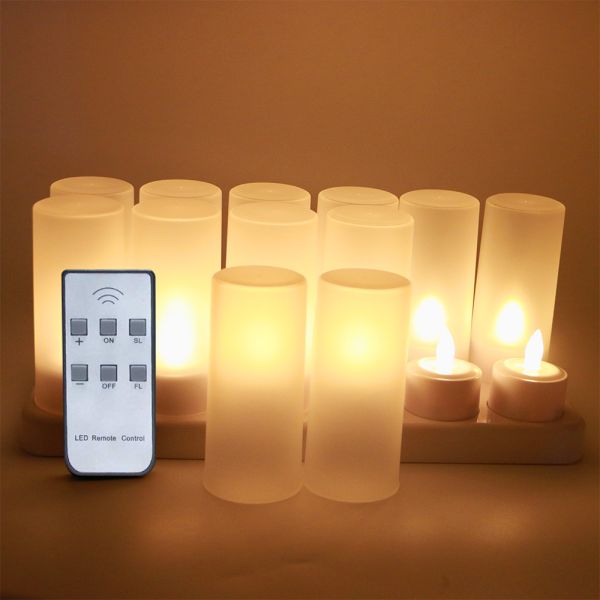Buy 12pcs LED Candle Lamp With AU Plug Rechargeable Flameless Flashing Tea Light for Party Wedding Birthday Party Decoration at wholesale prices