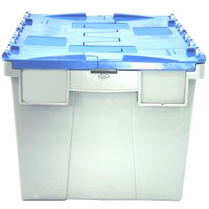 Stackable FIRST 60L PP Plastic Moving Totes Storage Crate with Attached Lid