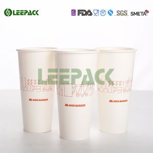 Quality 22 Oz Large Size Green Single Wall Paper Cups Disposable For Cold / Hot Drink for sale