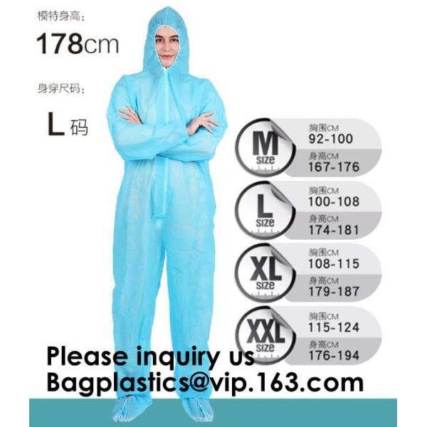 Boot, Hood, Elastic Cuffs, Ankles, Waist. Heavy-Duty Protective Coveralls.