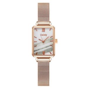 Quality Women Watches Fashion Square Ladies Quartz Watch Bracelet Set Green Dial Simple Rose Gold Mesh Luxury Women Watches for sale