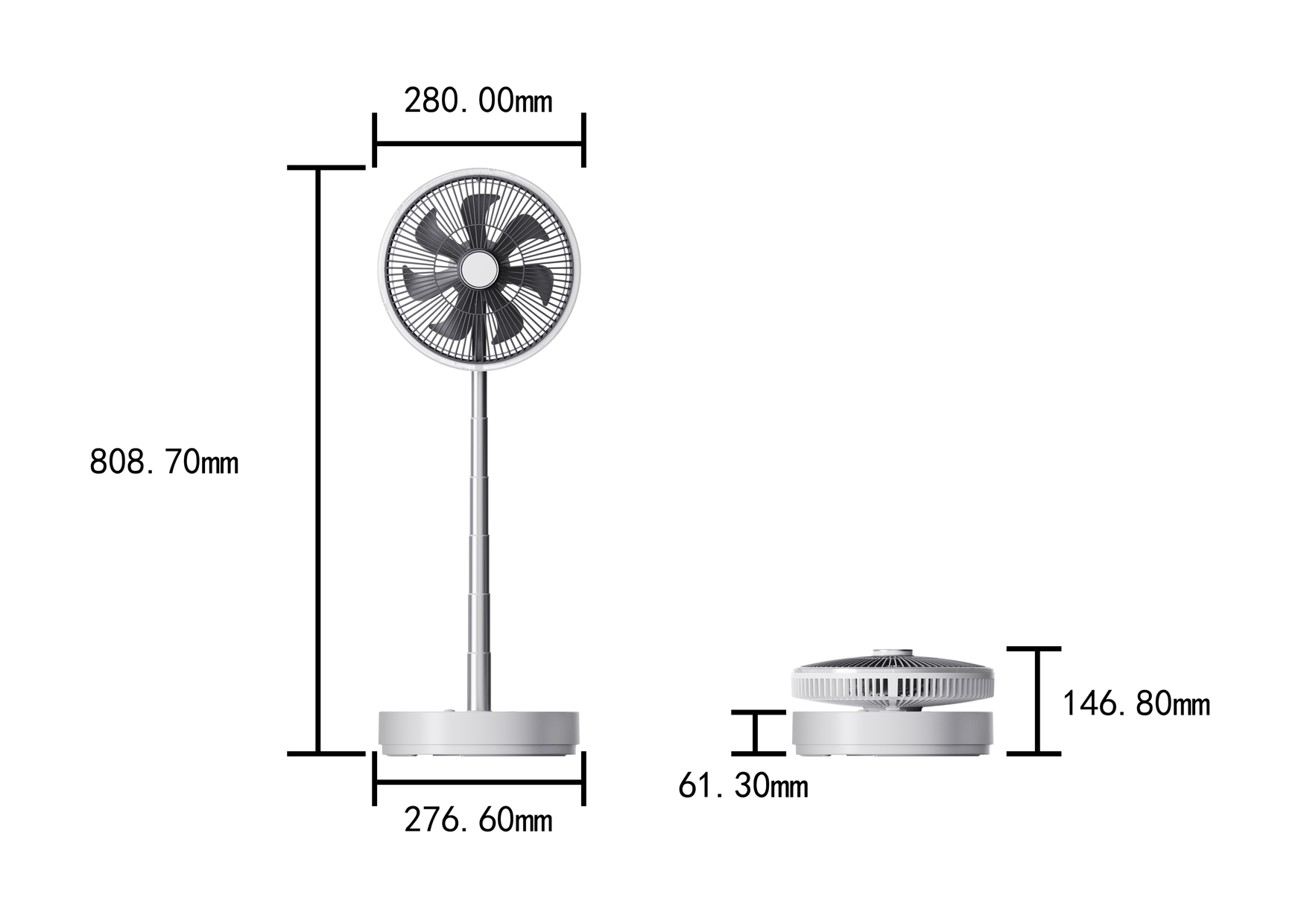 HY f3 Adjustable Height Electric Fan with Powerful Wind and Large Stand Suitable