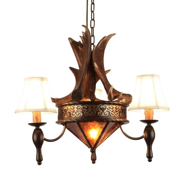 Buy Moose antler chandelier Lighting Fixtures With lampshade (WH-AC-29) at wholesale prices