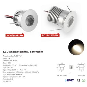 Mini 3W Led Cabinet Light Indoor Showcase KTV Rooms lighting DC12V CREE COB Led