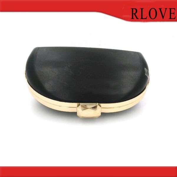 Hot sale gold color iron material purse metal frame with plastic box