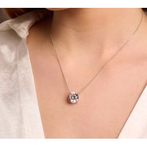 Elegant 18K Gold Plated Round Cut 925 Sterling Silver Necklace for Fashion