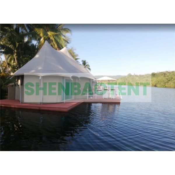Buy Luxurious Hotels Steel Frame Tent Membrane Cover With Private Deck For Camping Family at wholesale prices