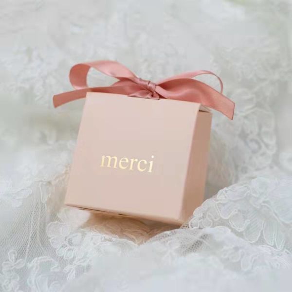 Customizable Candy Chocolate Wedding Food Packaging Box Eco Friendly With Ribbon Bow