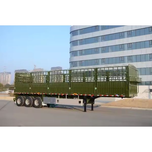 Buy 12400*2500*2000mm Curb Weight 7T 3 Axle 10pcs Leaf Spring 40T Payload Stake Semi Trailer at wholesale prices