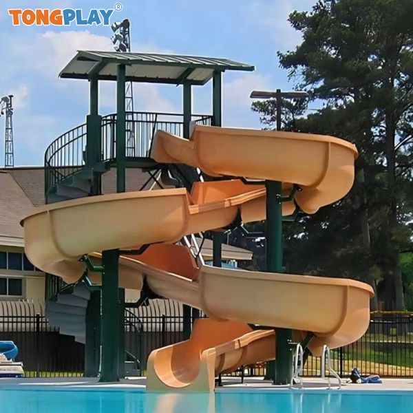 Buy High Quality Wholesale Outdoor Amusement Park Rides Fiber Glass Open Spiral Water Slide at wholesale prices