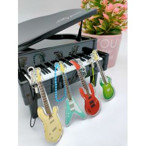 Engraved Glitter Acrylic Keychain , 5mm Personalized Guitar Keychain