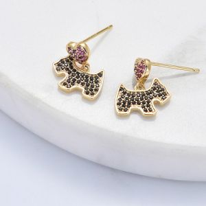 Puppy Earrings Zircon Copper Earrings Beautiful Gifts For Girls