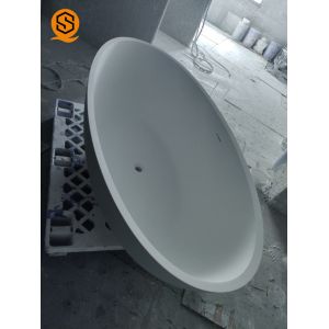 Solid Surface Artificial Stone Bathtub Oval Freestanding Soaking Tub