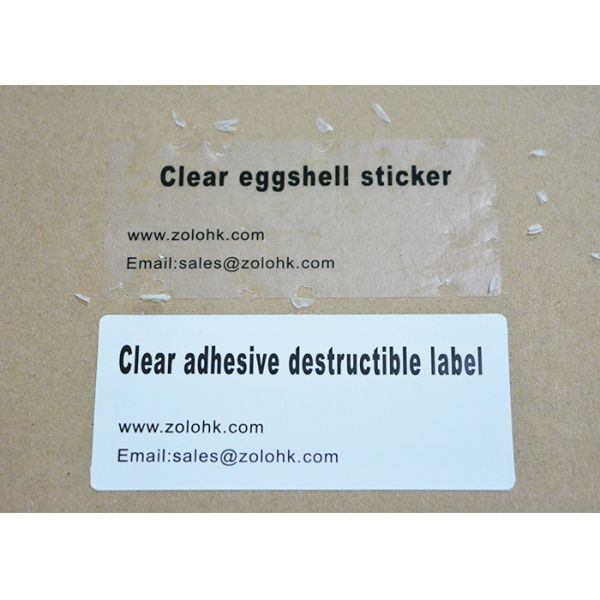 Transparent Self Adhesive Blank Eggshell Stickers Blue Background With Black Printing