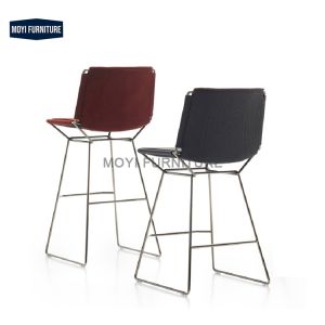 Sling Saddle-Leather Bar Stool (Stainless Steel Frame)