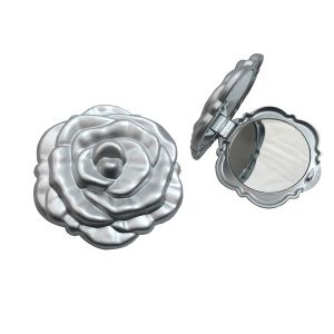 Plastic rose shape silver cosmetic mirror logo is customize