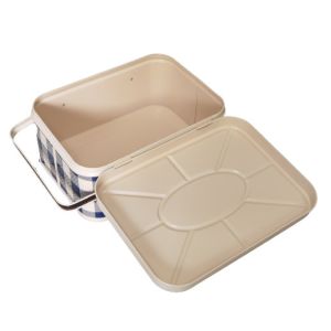 Vintage Rectangular Metal Tin Lunch Box Outdoor Picnic tin Basket With Lid And