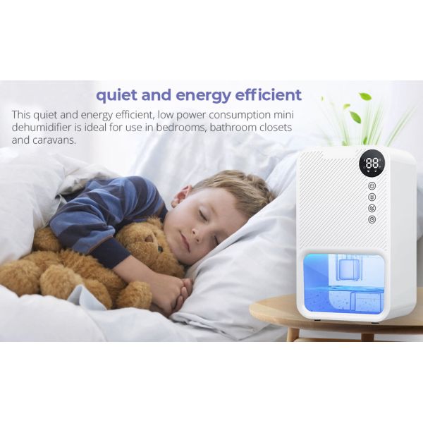 Smart Mini Dehumidifier with 1100ml Water Tank and 7 Colorful Lights For Home Comfort