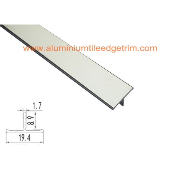 Polished Silver Ceramic Floor Tile Stair Edge Trim T Shaped Chrome Beading For Floors