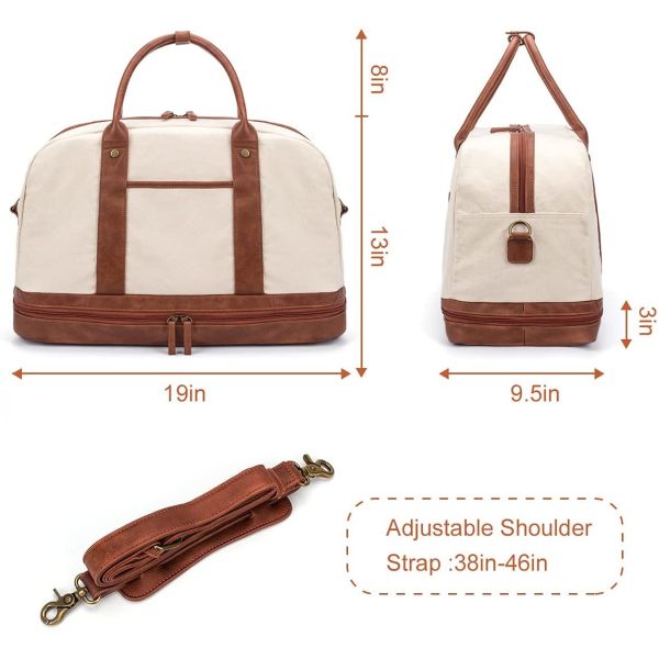 Tote Duffel Travel Bag Water Resistant With Shoe Compartment 46X20X31CM