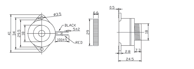 Lead Wire 12V Piezo Buzzer D30xH25mm , Internal Drive Small Piezo Buzzer With Circuit