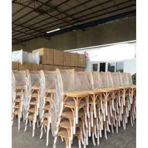 NO Folded Customized American Modern Design Solid Wood Cross BackStackable Event