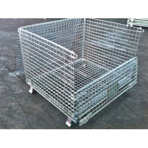 Transport Welded Steel Wire Mesh Pallet Cage With Cover Lid Protection