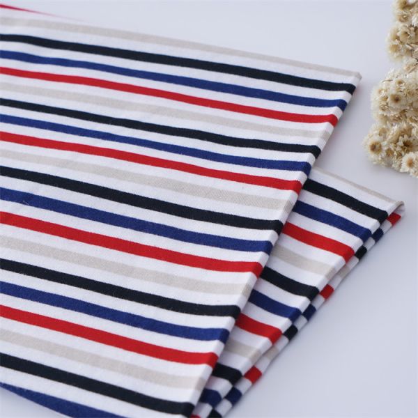 Skin-Friendly And Healthy Good Texture And Smooth Striped Knit Fabric For T-Shirt