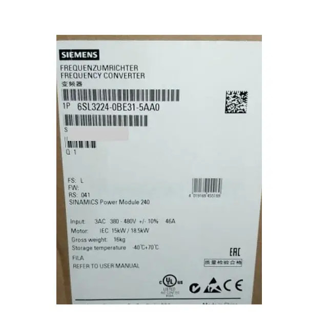 Quality 6SL3224-0BE31-1AA0 Germany Siemens Modular PLC For Telecommunication for sale