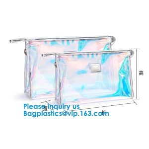 China Glossy Rainbow Hologram Vinyl Cosmetic Pvc Bag With Zip Closure,Hologram zipper pvc cosmetic bag on sale
