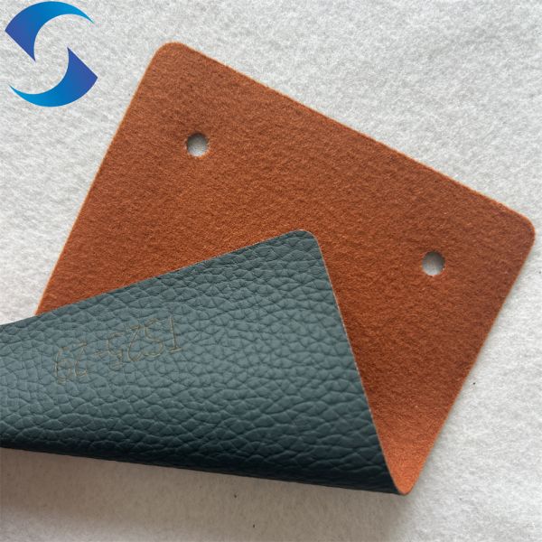 0.8mm PVC Leather with brushed Backing dark green synthetic leather manufacture