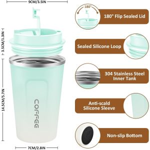 380ml 510ml 304SS Screw Lid Thermal Coffee Mug Car Travel Mug With Logo