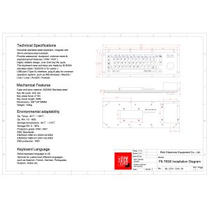 KIOSK IP65/IK07 Industrial Stainless Steel Metal Keyboard With Trackball Over