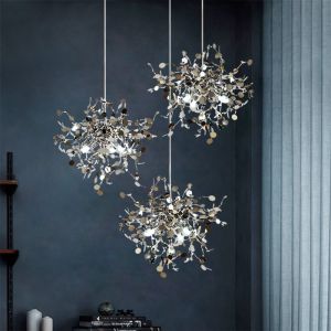110V-240V Customized Pendant Lamp Rustproof Polished Chrome Chandelier Lights