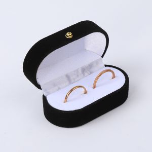 Personalized Custom Black Velvet Jewelry Packaging Wedding Engagement Double