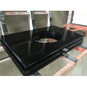 Durable Black Marble Granite Slabs / Functional Engineered Stone Kitchen