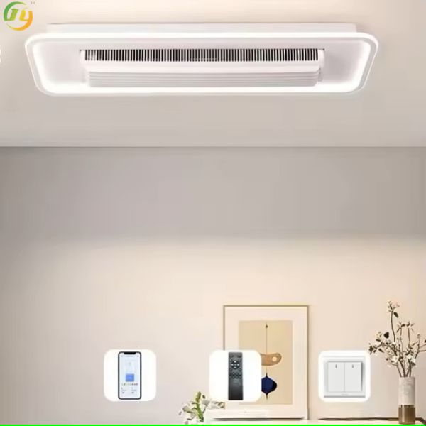 SENKAI Modern Simple Bladeless Ceiling Fan LED Light Living Room White Led Ceiling Fans With Led Lights Remot Decorative