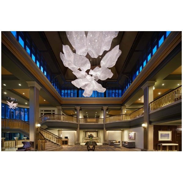 Contemporary Crystal Customized Design Lotus Flower Large Chandelier Pendant