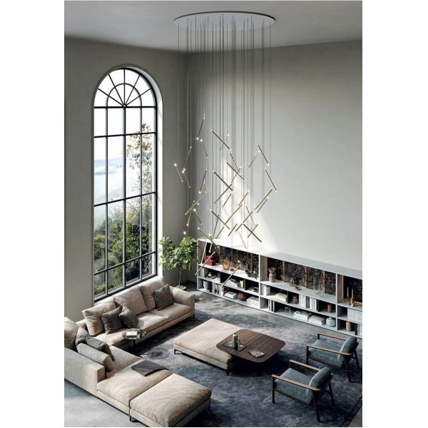 Modern LED Creative Black Round Tube Design Chandelier Chute Multi Light Chandelier（WH-AP-606）