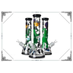 Cartoon Art Bong 9MM Borosilicate Glass Smoking Water Pipe With 14.4mm Bowl