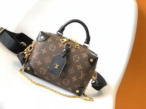 China Louis Vuitton Custom Branded Bags Petite Malle Souple Empreinte Monogram Brown Black on sale