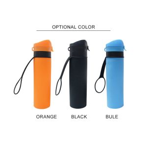600ml Drinking Water Silicone Foldable Bottle With Sling