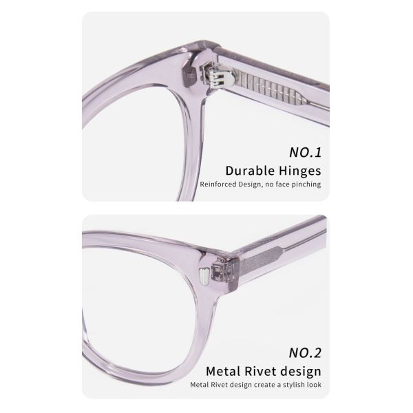 Clear Color Round Acetate Glasses Frame Unisex Fashion 49-21-145 Mm