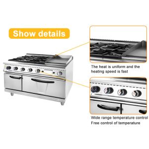 Commercial Gas Restaurant Cooking Equipment 4-Burner Stove & Grill & Oven