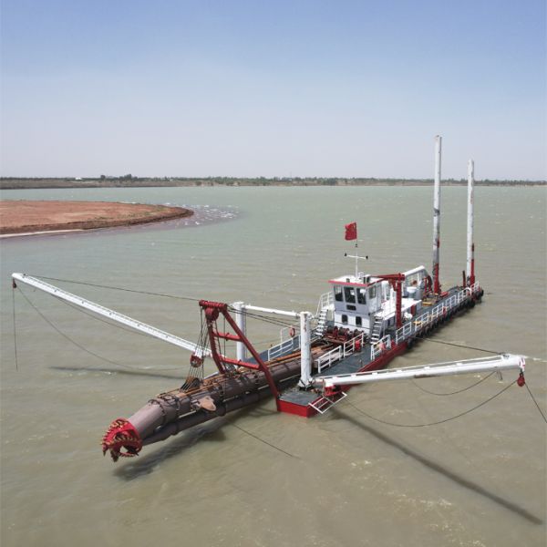Close-up of river sand suction dredger components