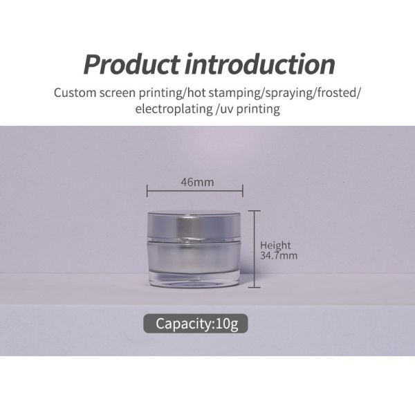 Customer's Logo Luxury 10g Round PS Silver Empty Clear Plastic Packaging Cosmetic Cream Jar for Lip Balm