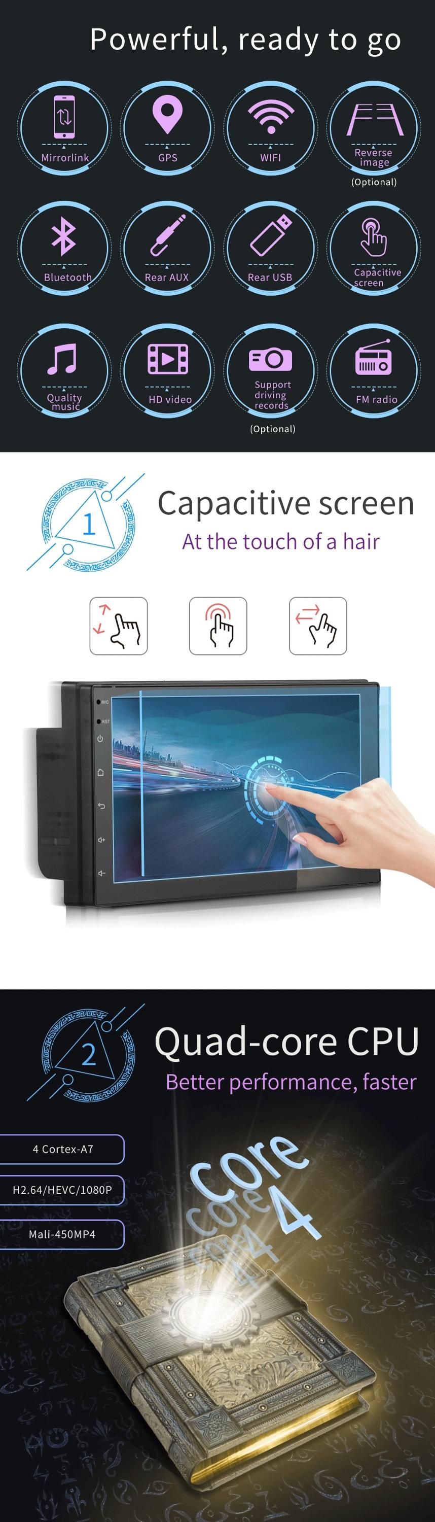 Universal 7 Inch Double Din Touch Screen Car Dvd Player MP5 GPS Navigation