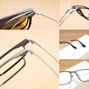Business Glasses Titanium Clip On Square Aluminum Glasses Frame