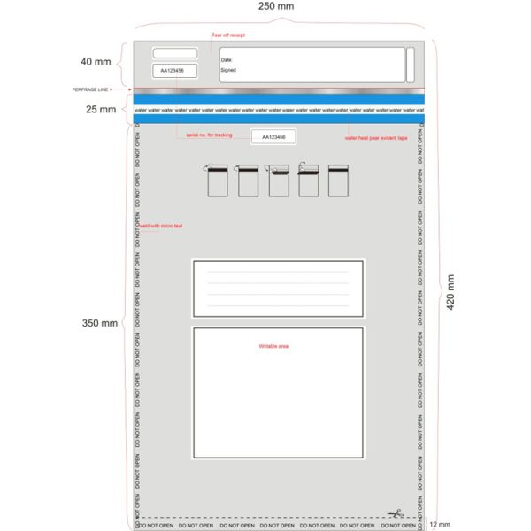 Transport safety bag tamper proof Plastic Seal Bags Evident Security Cash Deposit Bags