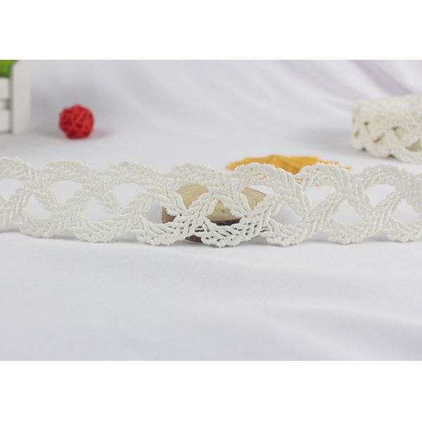 3.3cm Wide White 100% Polyester Scalloped Lace Trim Leaf Pattern For DIY Sewing